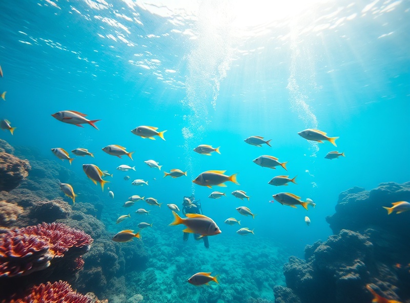 Drift Alley schools of fish swimming along reef wall